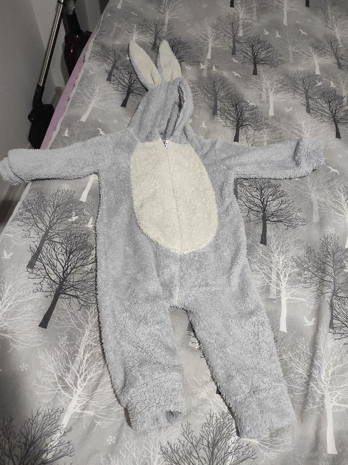 Gri Nakışlı Tavşan Desenli Çocuk Uyku Tulumu - Görsel 2