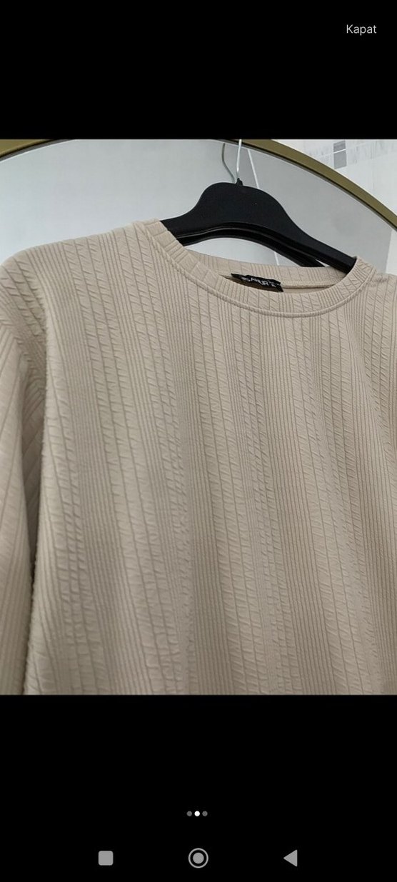 Bej Kadın Uzun Kollu Triko Tunik - Görsel 2