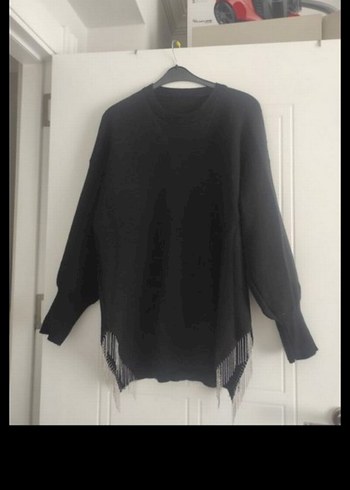 Siyah Triko Uzun Kollu Salaş Kazak - Görsel 2