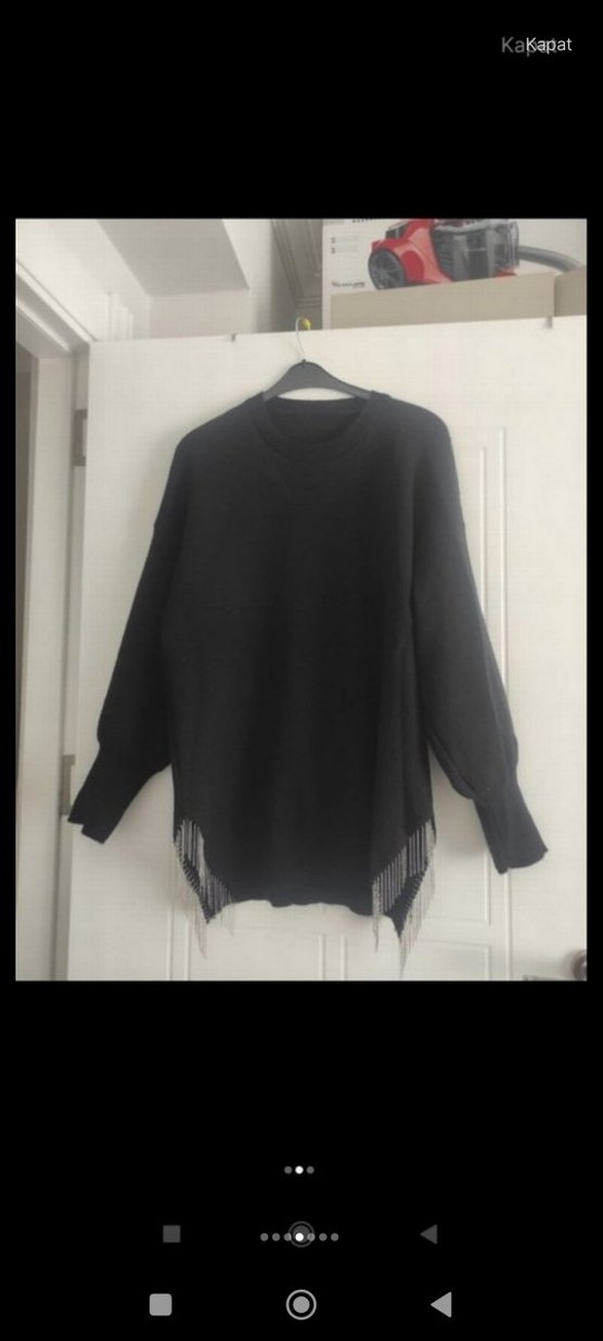 Siyah Triko Uzun Kollu Salaş Kazak - Görsel 2