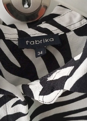 Fabrika Zebra Desenli Geniş Kesim Kadın Gömlek