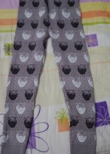 Kız Çocuk Gri Desenli Triko Tayt - Görsel 2