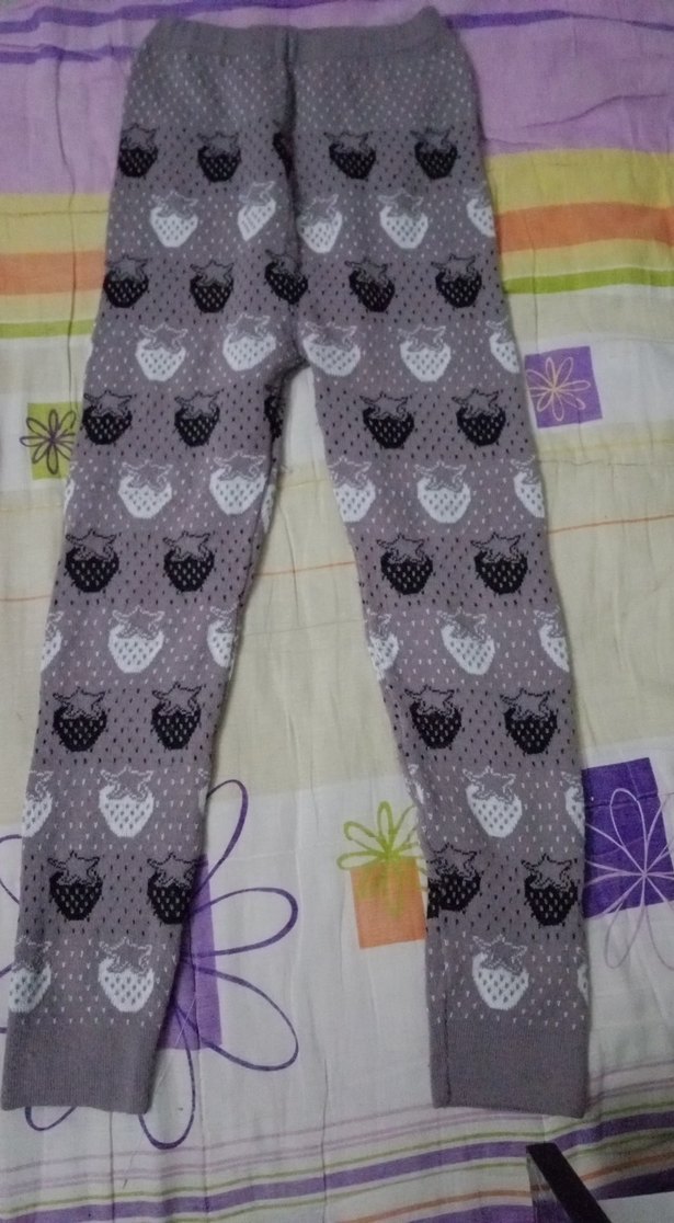 Kız Çocuk Gri Desenli Triko Tayt - Görsel 2