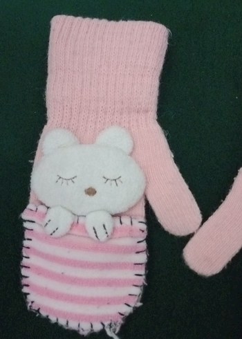 Nakışlı Pembe Kız Çocuk Eldiveni - Görsel 2