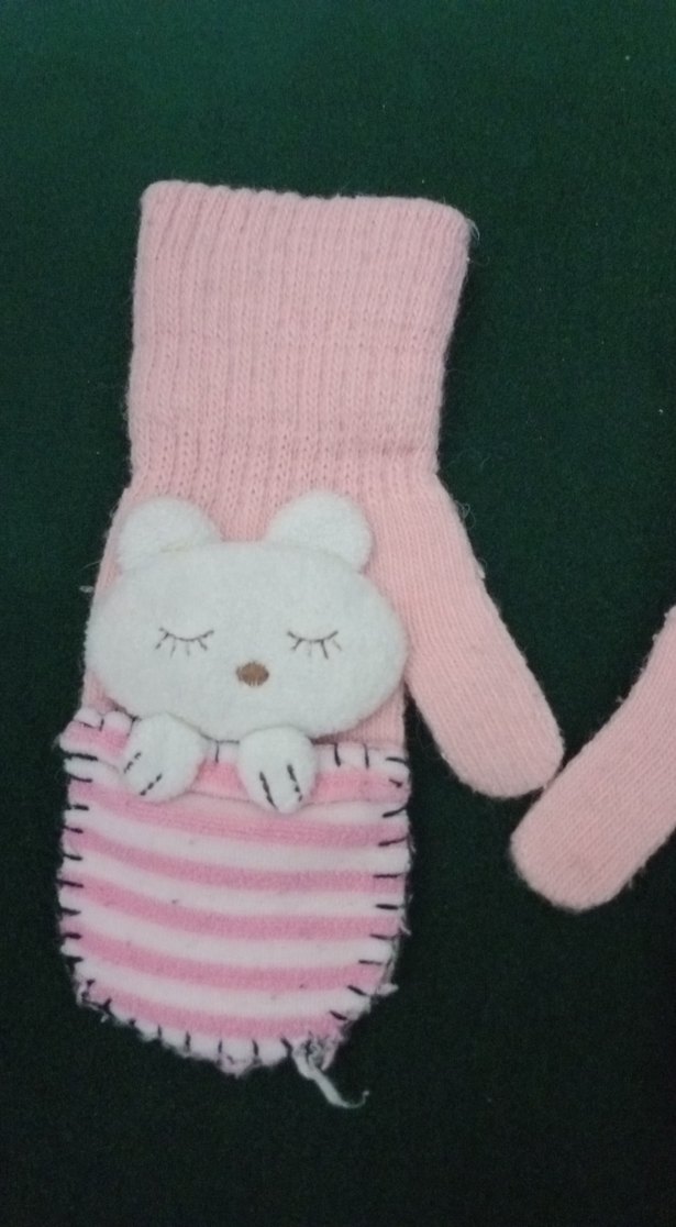 Nakışlı Pembe Kız Çocuk Eldiveni - Görsel 2