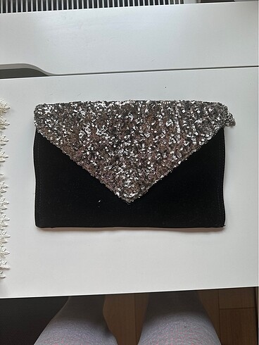 Abiye clutch çanta siyah süet