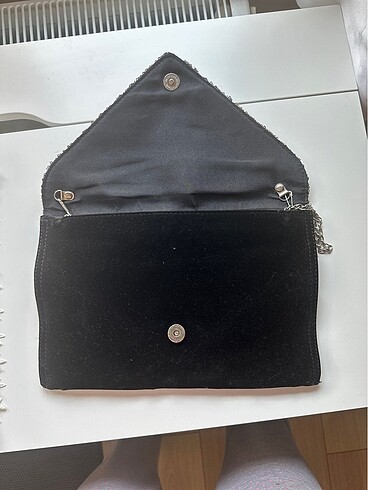  Beden Abiye clutch çanta siyah süet