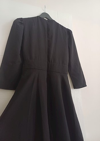 Kuşgözü Detaylı Siyah Midi Elbise - Görsel 6