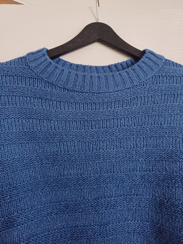 Kadın Mavi Örgü Bisiklet Yaka Kazak - Görsel 3