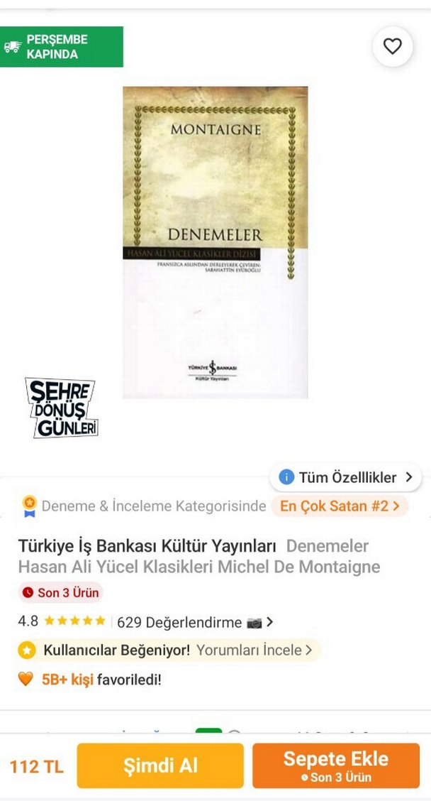 Montaigne - Denemeler Kitabı - Görsel 3