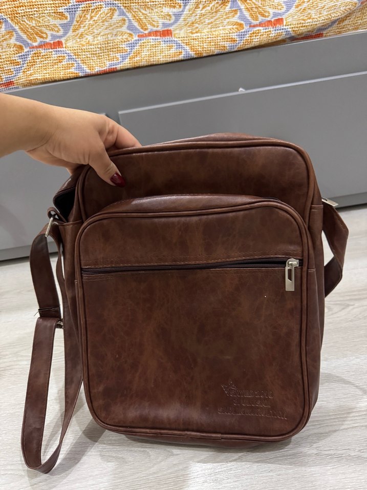 Çanta Kahverengi Omuz Çantası Fermuarlı - Görsel 4