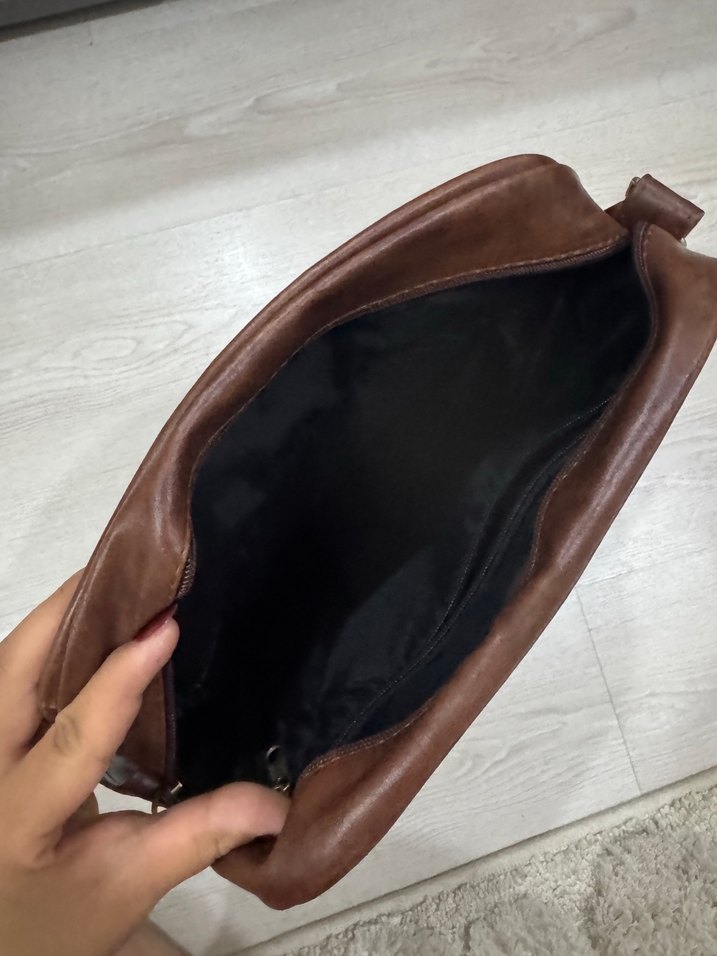 Çanta Kahverengi Omuz Çantası Fermuarlı - Görsel 3