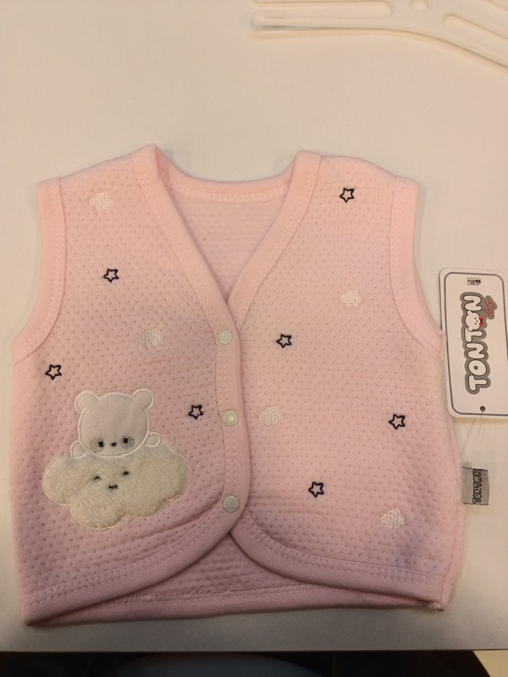 Kız Çocuk Düğmeli Pembe Yelek - Görsel 2