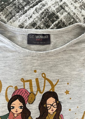 Kız Çocuk Gri Uzun Kollu Baskılı Tişört - Görsel 3