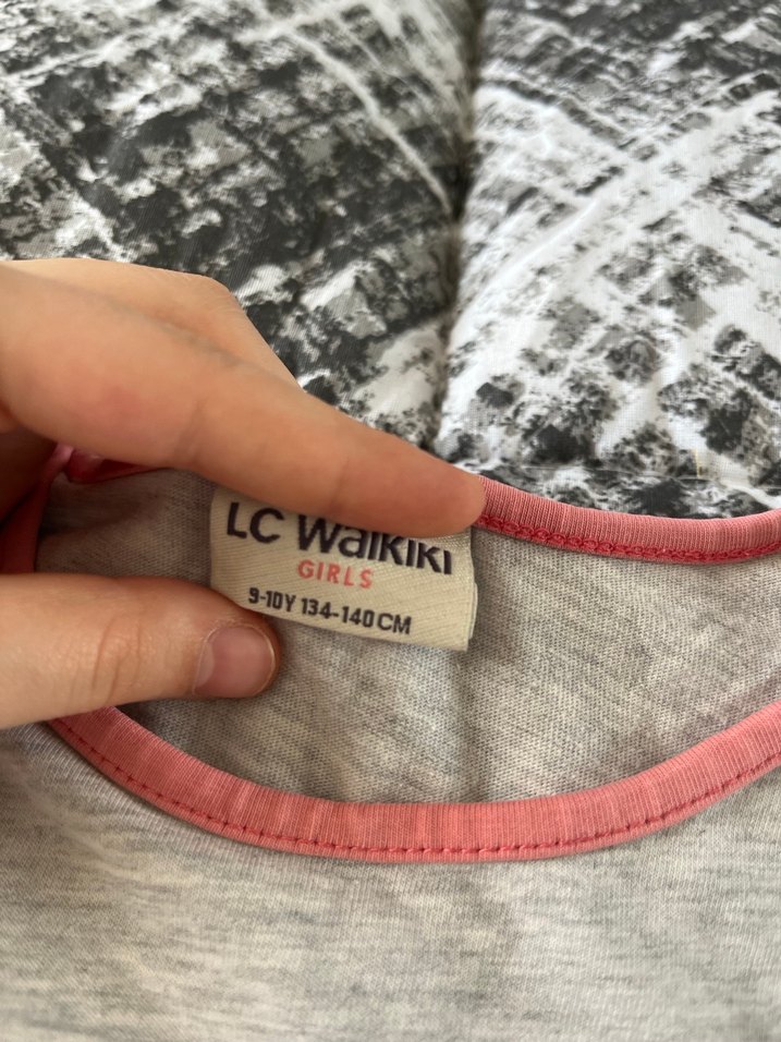 Kız Çocuk Gri Baskılı Uzun Kollu Tişört - Görsel 3