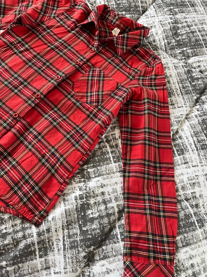 Kız çocuk kırmızı gömlek - Görsel 3