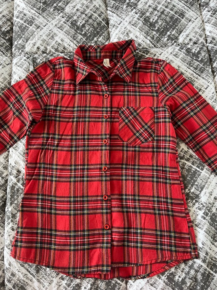 Kız çocuk kırmızı gömlek - Görsel 2