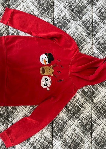 Kırmızı Nakışlı Kız Çocuk Sweatshirt - Görsel 2