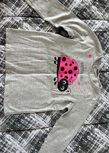 Uzun Kollu Gri Kız Tişörtü - Görsel 2