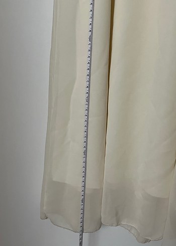 Bej Uzun Keten Elbise - Görsel 4