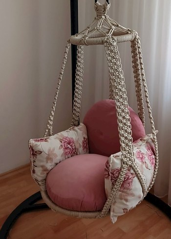 Pembe Makrome Salıncak Koltuk