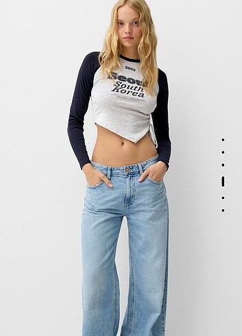 bershka desenli uzun kollu tişört