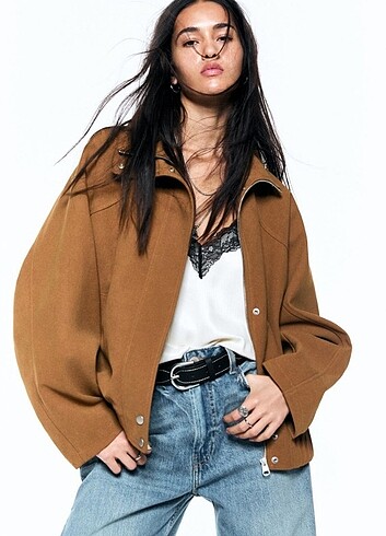 Pull and Bear P&b Dökümlü suni süet ceket 