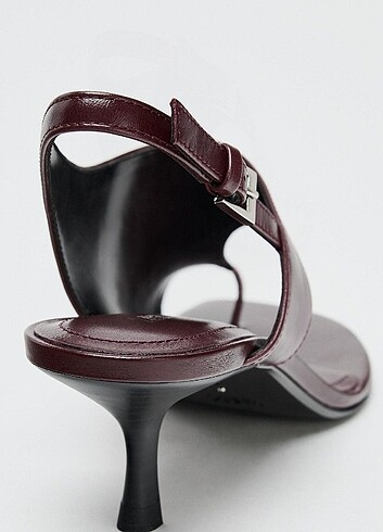Zara Zara topuklu deri sandalet bordo kırmızı