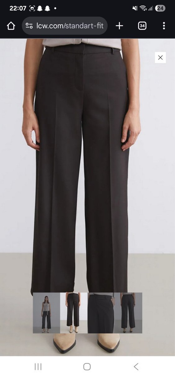 lcw classics Kahverengi Standart Fit Geniş Paça Kadın Pantolon - Görsel 2