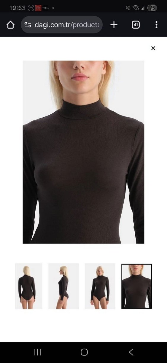 dagi Kaşmir Uzun Kollu Balıkçı Yaka bodysuit - Görsel 5