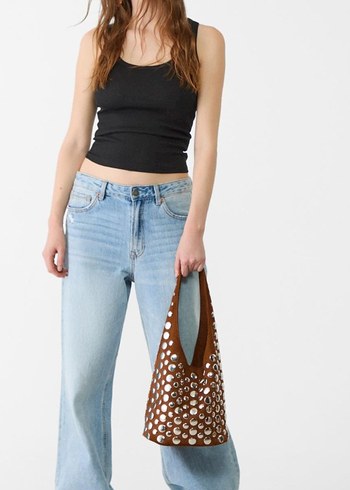 Beden stradivarius açık Kahverengi zımbalı kol Çanta