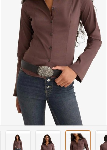 defacto Kahverengi fitted poplin uzun kollu Ofis Gömleği - Görsel 7