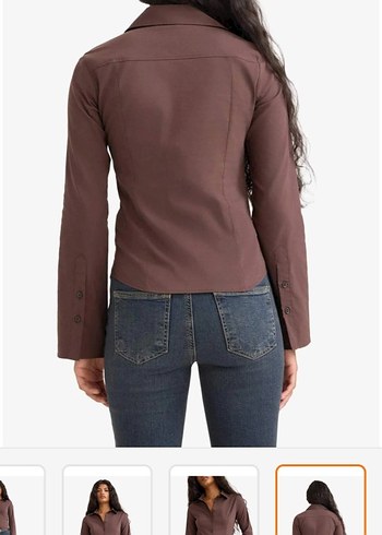 defacto Kahverengi fitted poplin uzun kollu Ofis Gömleği - Görsel 8