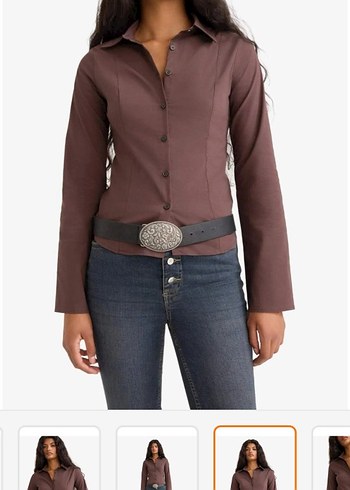 defacto Kahverengi fitted poplin uzun kollu Ofis Gömleği - Görsel 6