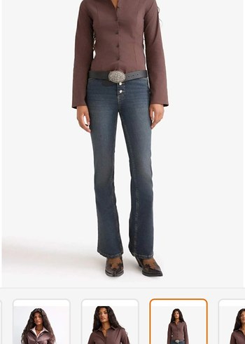 defacto Kahverengi fitted poplin uzun kollu Ofis Gömleği - Görsel 5