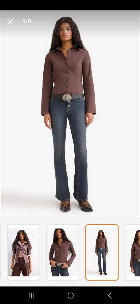 defacto Kahverengi fitted poplin uzun kollu Ofis Gömleği - Görsel 5