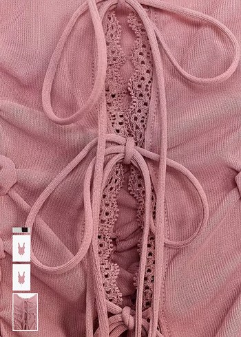 zara Pembe bağcıklı Pilili büzgüllü V Yakalı top - Görsel 8