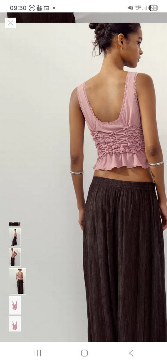 zara Pembe bağcıklı Pilili büzgüllü V Yakalı top - Görsel 5