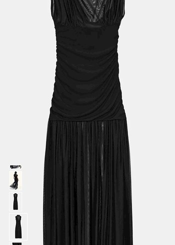 ZARA SIYAH KONTRAST DRAPELİ MİDİ ELBİSE - Görsel 8