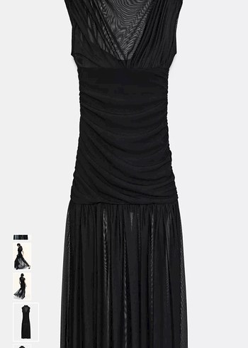 ZARA SIYAH KONTRAST DRAPELİ MİDİ ELBİSE - Görsel 7