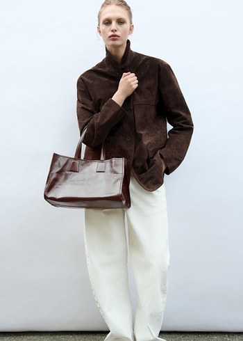 zara bordo kırmızısı deri shopper Çanta
