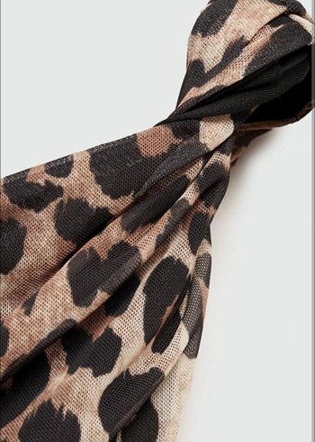 xs Beden kahverengi Renk Leopar desenli asimetrik bluz mango