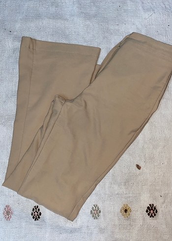 Bej Rahat Kesim İspanyol Kadın Kumaş Pantolon