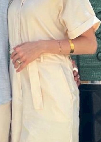 Kadın Bej Kısa Kollu Kemerli Tulum - Görsel 2