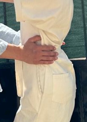 Kadın Bej Kısa Kollu Kemerli Tulum - Görsel 3