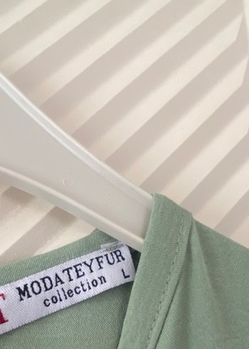 Yeşil Uzun Keten Elbise - Görsel 3