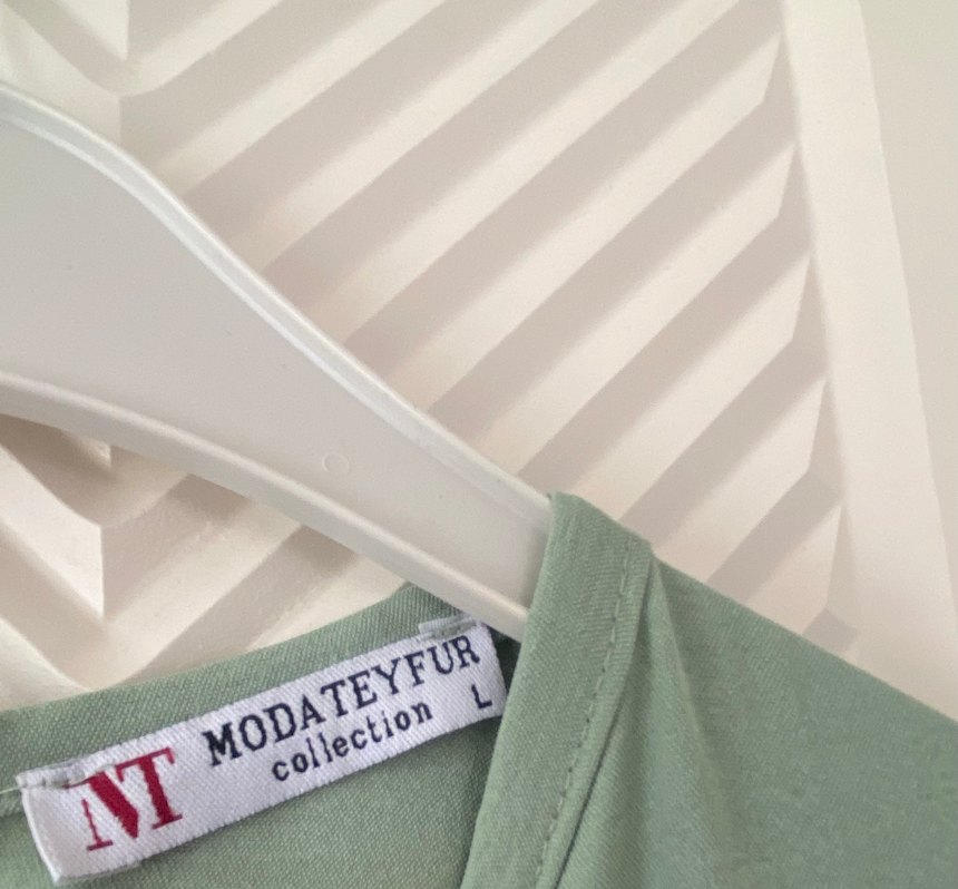 Yeşil Uzun Keten Elbise - Görsel 3