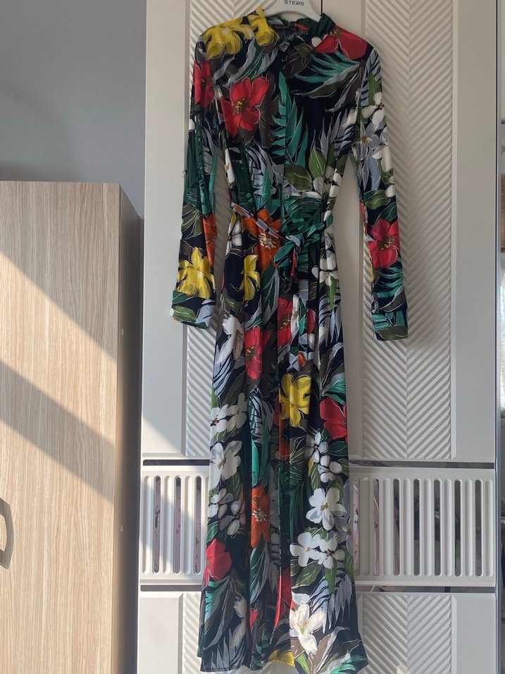 Uzun Desenli Bohem Kadın Elbise - Görsel 2