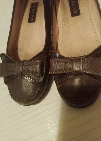 Kahverengi Deri Kadın Dolgu Topuk Klasik Ayakkabı