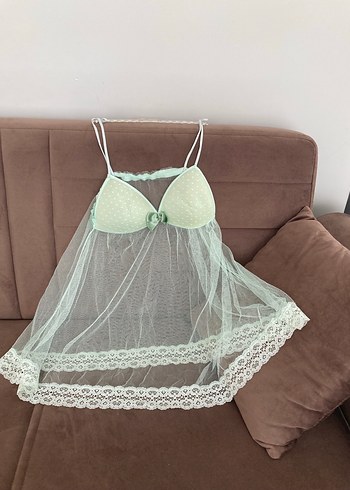 Beyaz Bohem Mini İp Askılı Kadın Gecelik